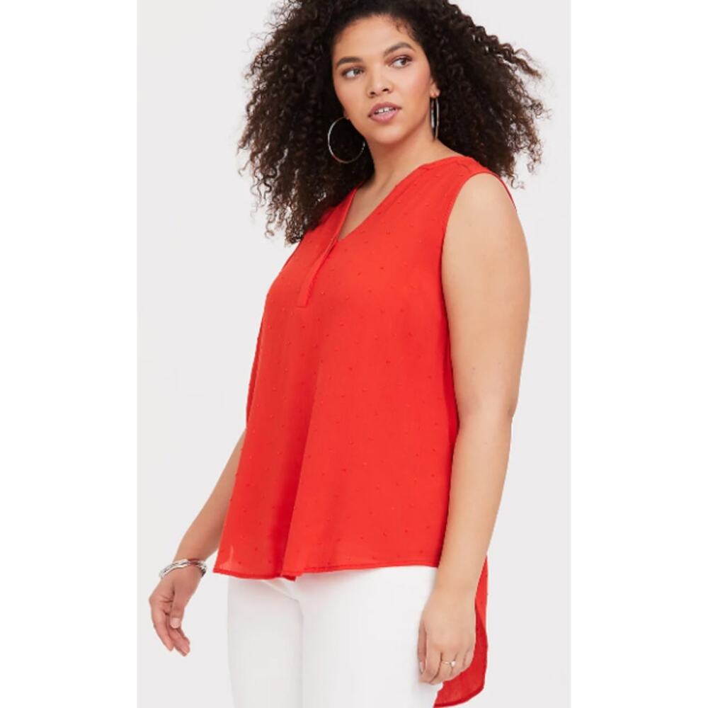 Torrid Orange Harper Swiss Dot Guaze Sleeveless Tunic Tank Top Womans Size 1x